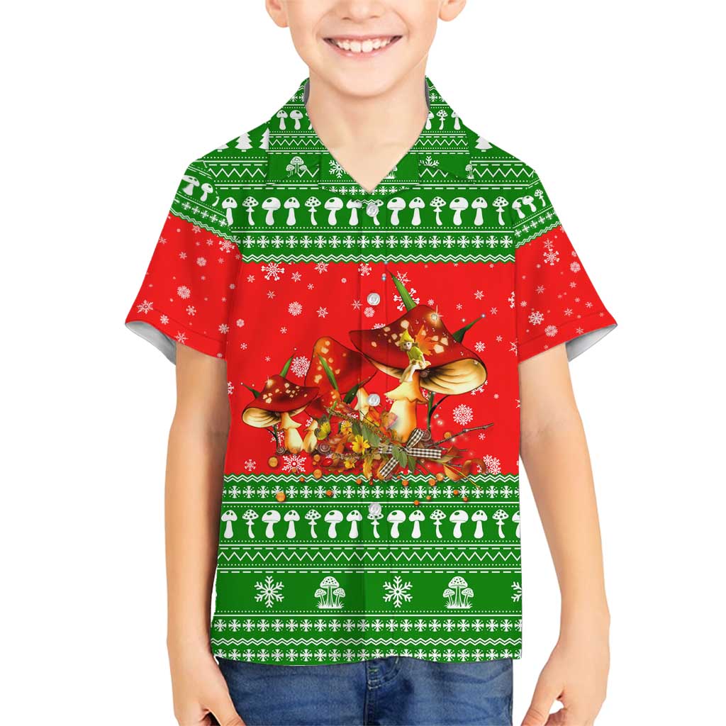 Amazing Mushroom Christmas Yall Christmas Family Matching Off Shoulder Maxi Dress and Hawaiian Shirt Xmas Holiday Patterns - Wonder Print Shop