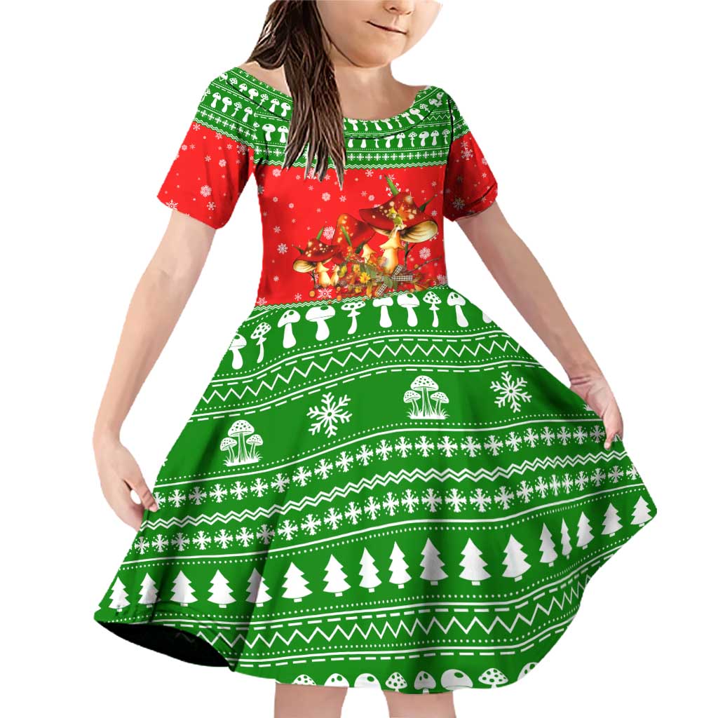 Amazing Mushroom Christmas Yall Christmas Family Matching Off Shoulder Short Dress and Hawaiian Shirt Xmas Holiday Patterns - Wonder Print Shop