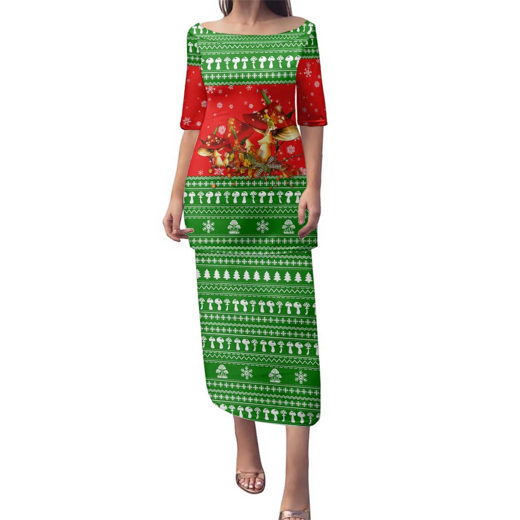 Amazing Mushroom Christmas Yall Christmas Family Matching Puletasi and Hawaiian Shirt Xmas Holiday Patterns - Wonder Print Shop