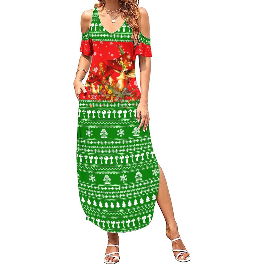 Amazing Mushroom Christmas Yall Christmas Family Matching Summer Maxi Dress and Hawaiian Shirt Xmas Holiday Patterns - Wonder Print Shop