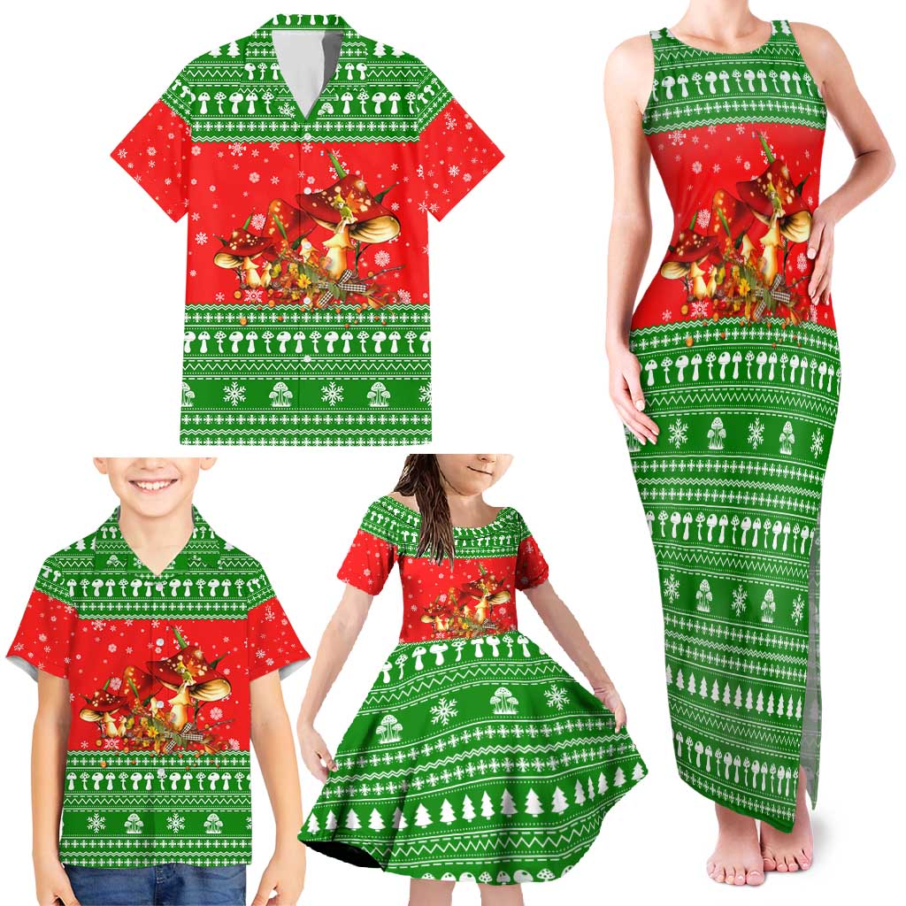 Amazing Mushroom Christmas Yall Christmas Family Matching Tank Maxi Dress and Hawaiian Shirt Xmas Holiday Patterns - Wonder Print Shop