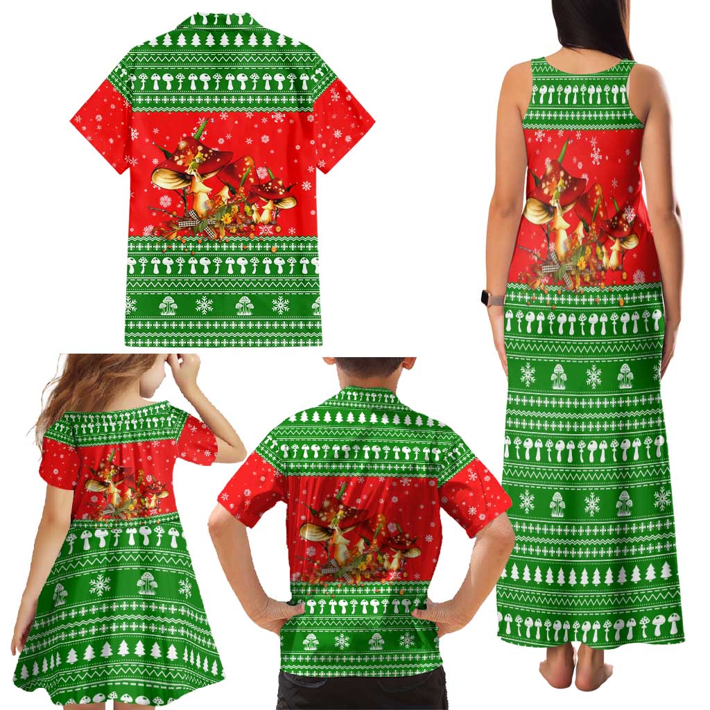 Amazing Mushroom Christmas Yall Christmas Family Matching Tank Maxi Dress and Hawaiian Shirt Xmas Holiday Patterns - Wonder Print Shop