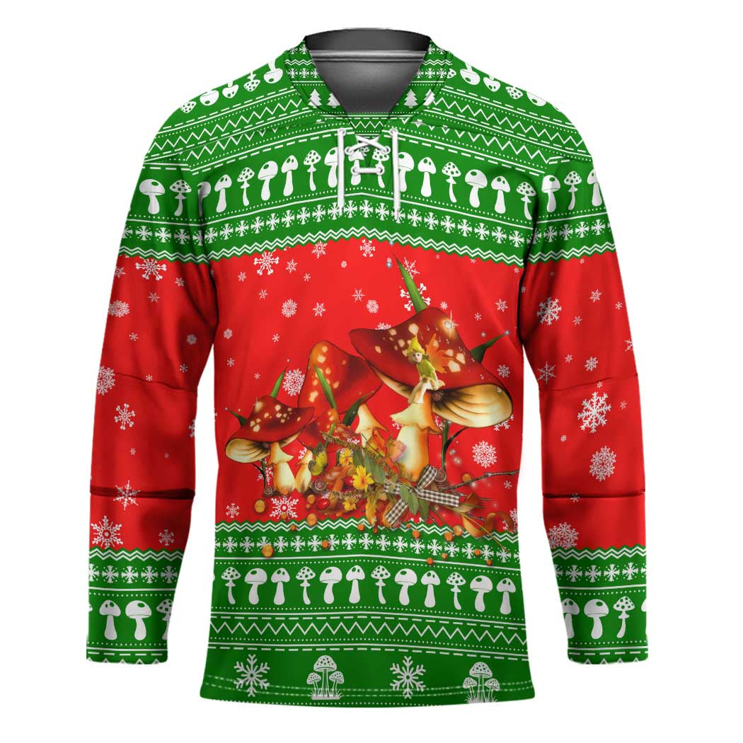 Amazing Mushroom Christmas Yall Christmas Hockey Jersey Xmas Holiday Patterns - Wonder Print Shop