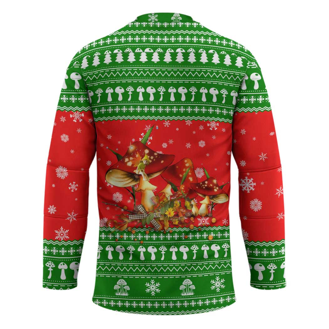 Amazing Mushroom Christmas Yall Christmas Hockey Jersey Xmas Holiday Patterns - Wonder Print Shop