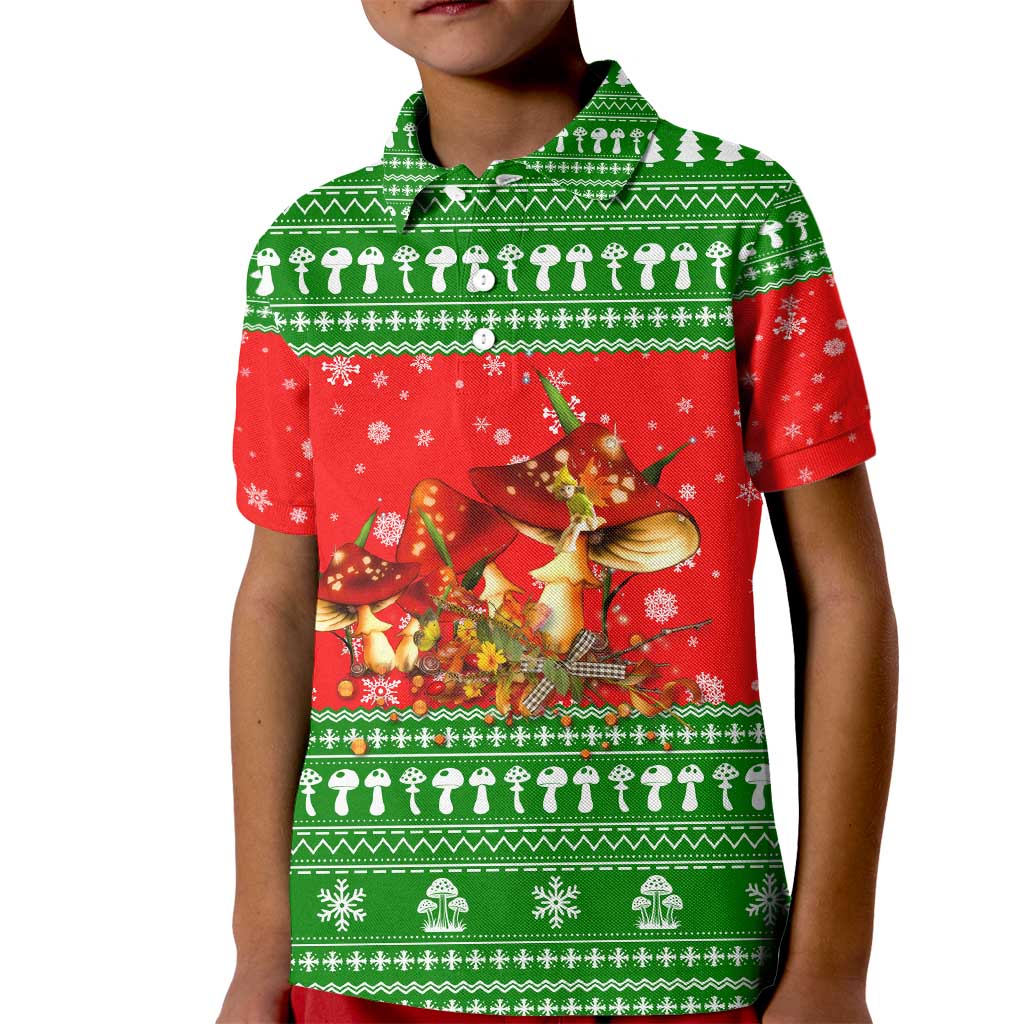 Amazing Mushroom Christmas Yall Christmas Kid Polo Shirt Xmas Holiday Patterns - Wonder Print Shop