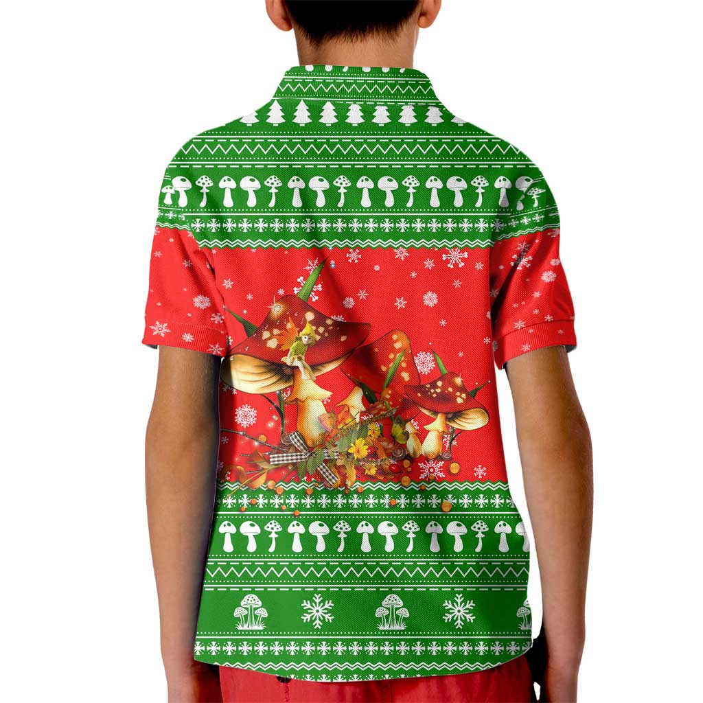 Amazing Mushroom Christmas Yall Christmas Kid Polo Shirt Xmas Holiday Patterns - Wonder Print Shop