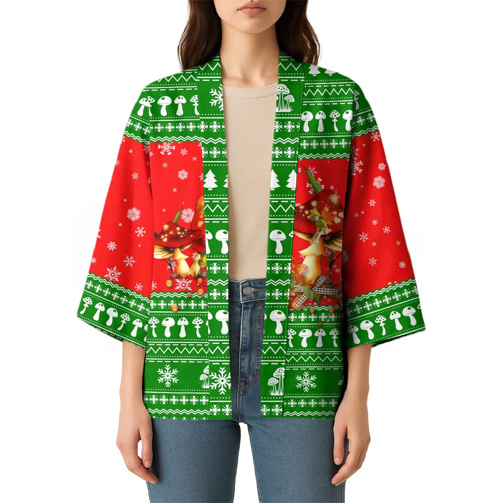 Amazing Mushroom Christmas Yall Christmas Kimono Xmas Holiday Patterns - Wonder Print Shop