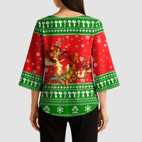 Amazing Mushroom Christmas Yall Christmas Kimono Sleeve Blouse Xmas Holiday Patterns - Wonder Print Shop