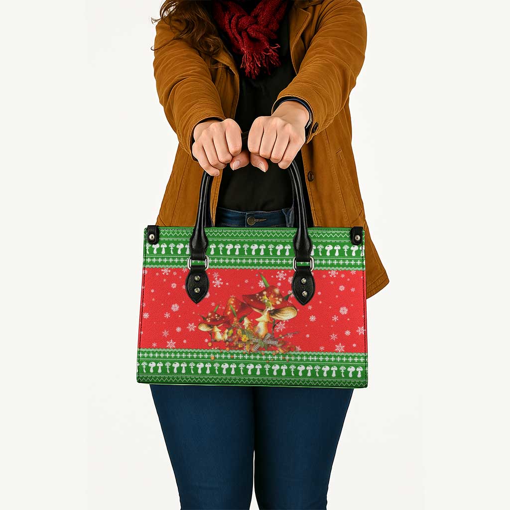Amazing Mushroom Christmas Yall Christmas Leather Bag Xmas Holiday Patterns - Wonder Print Shop