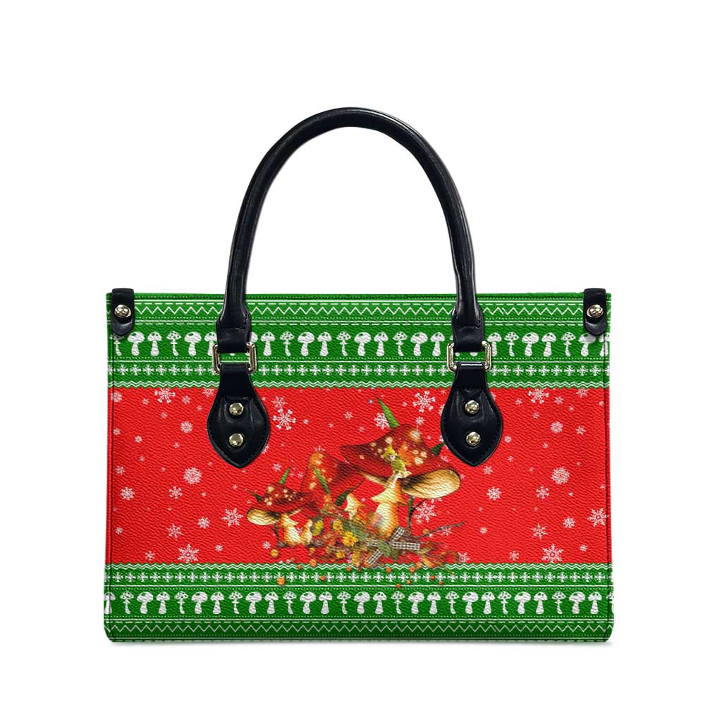 Amazing Mushroom Christmas Yall Christmas Leather Bag Xmas Holiday Patterns - Wonder Print Shop