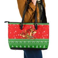 Amazing Mushroom Christmas Yall Christmas Leather Tote Bag Xmas Holiday Patterns - Wonder Print Shop