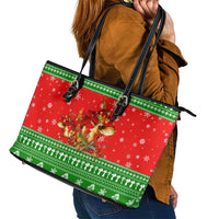 Amazing Mushroom Christmas Yall Christmas Leather Tote Bag Xmas Holiday Patterns - Wonder Print Shop