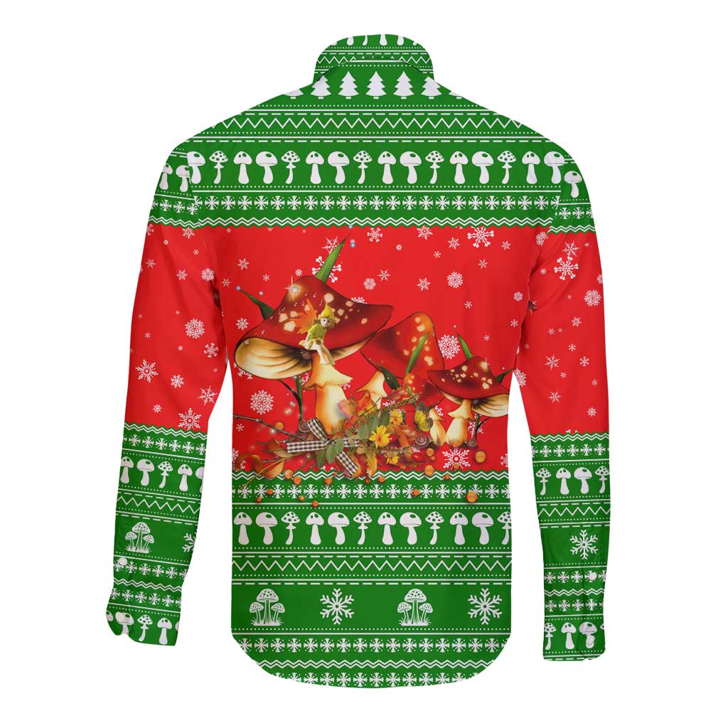 Amazing Mushroom Christmas Yall Christmas Long Sleeve Button Shirt Xmas Holiday Patterns - Wonder Print Shop