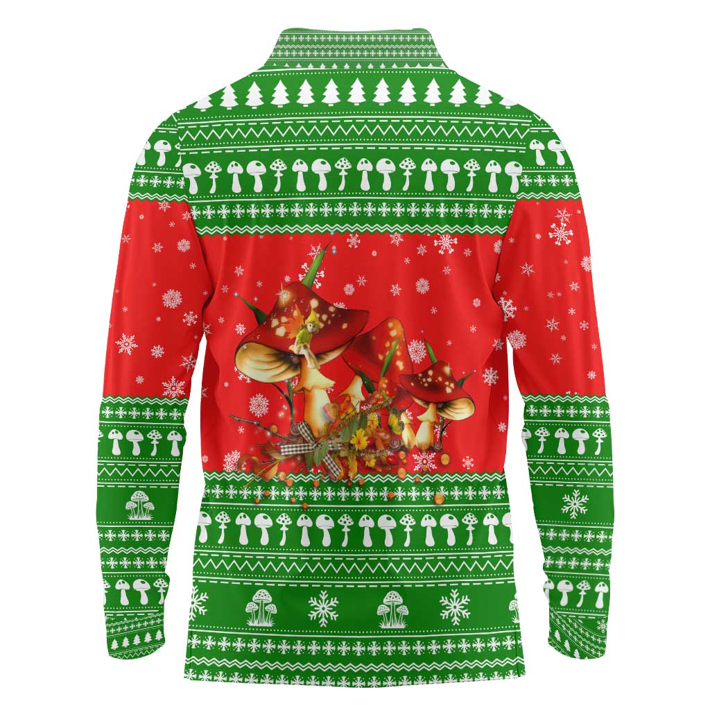 Amazing Mushroom Christmas Yall Christmas Long Sleeve Polo Shirt Xmas Holiday Patterns - Wonder Print Shop