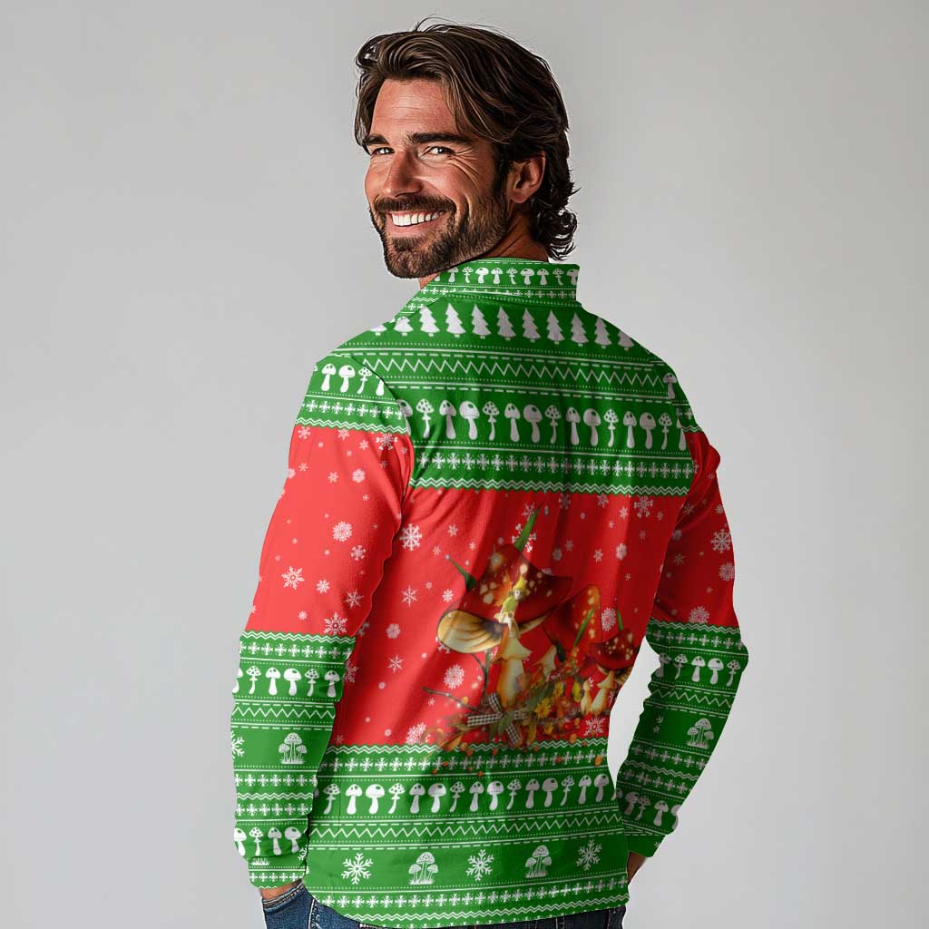Amazing Mushroom Christmas Yall Christmas Long Sleeve Polo Shirt Xmas Holiday Patterns - Wonder Print Shop