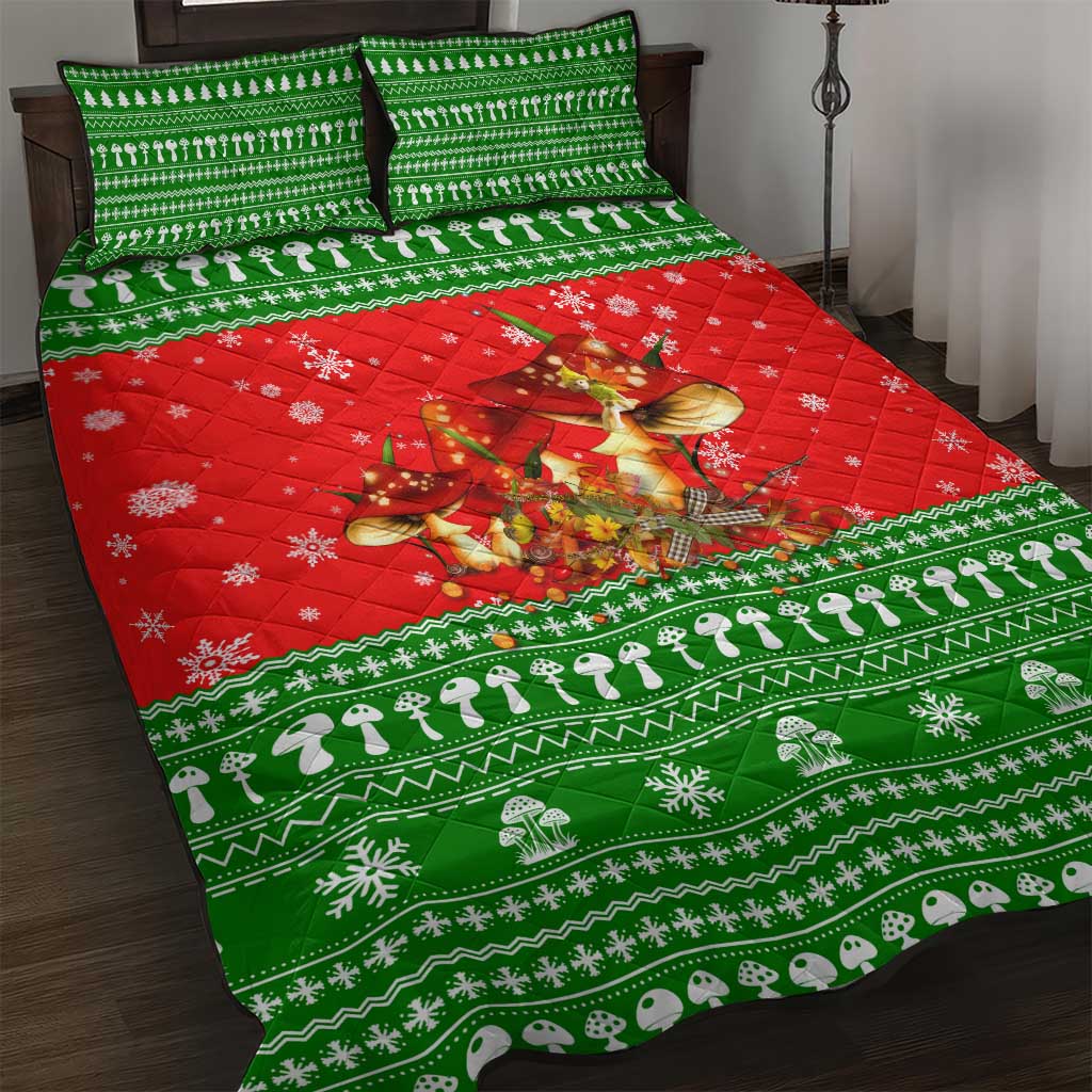 Amazing Mushroom Christmas Yall Christmas Quilt Bed Set Xmas Holiday Patterns - Wonder Print Shop