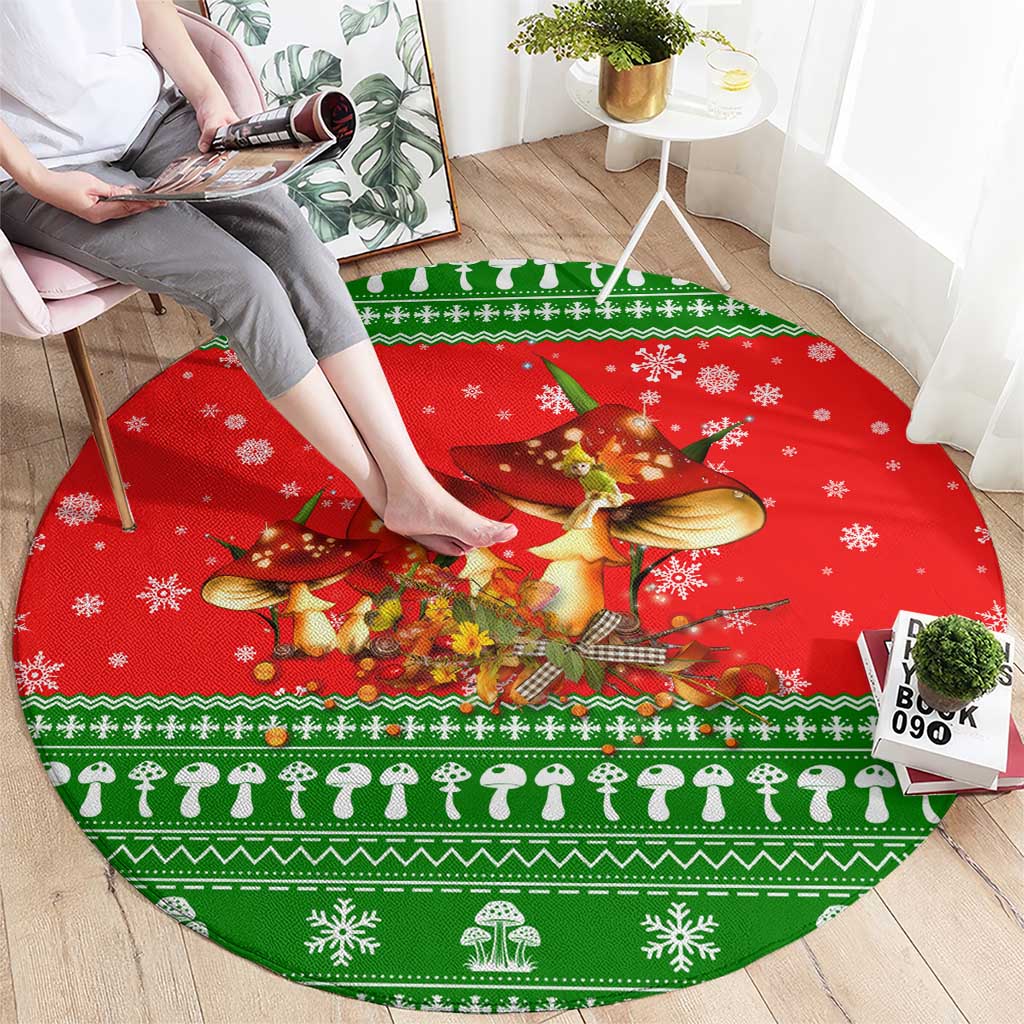 Amazing Mushroom Christmas Yall Christmas Round Carpet Xmas Holiday Patterns - Wonder Print Shop