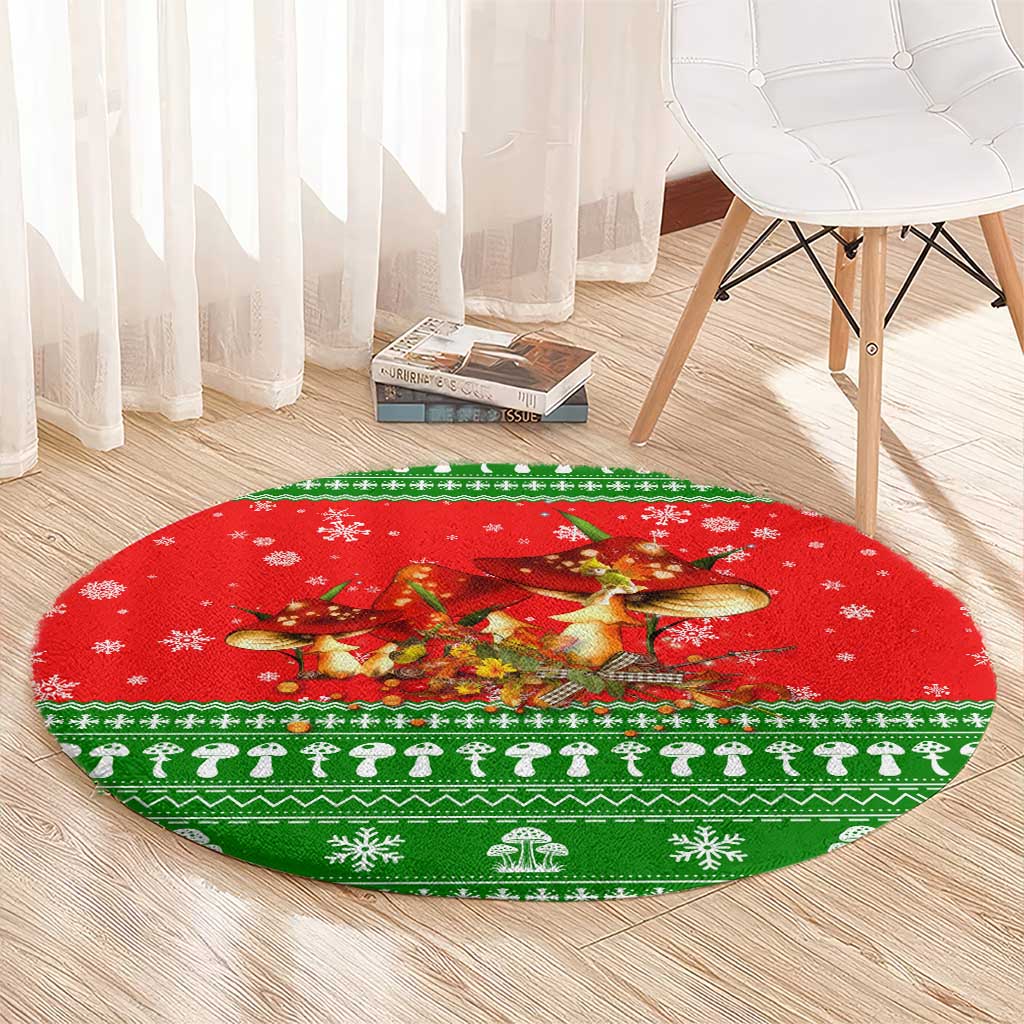 Amazing Mushroom Christmas Yall Christmas Round Carpet Xmas Holiday Patterns - Wonder Print Shop