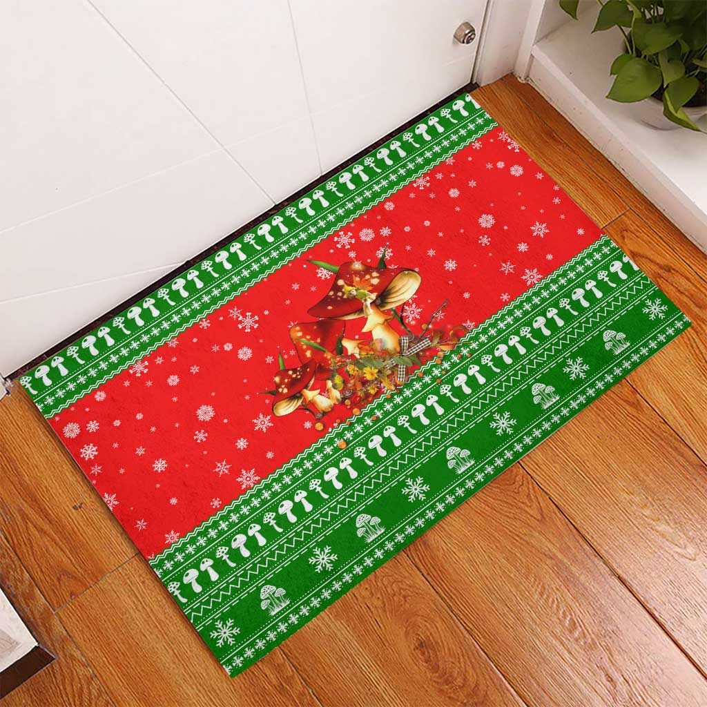 Amazing Mushroom Christmas Yall Christmas Rubber Doormat Xmas Holiday Patterns - Wonder Print Shop