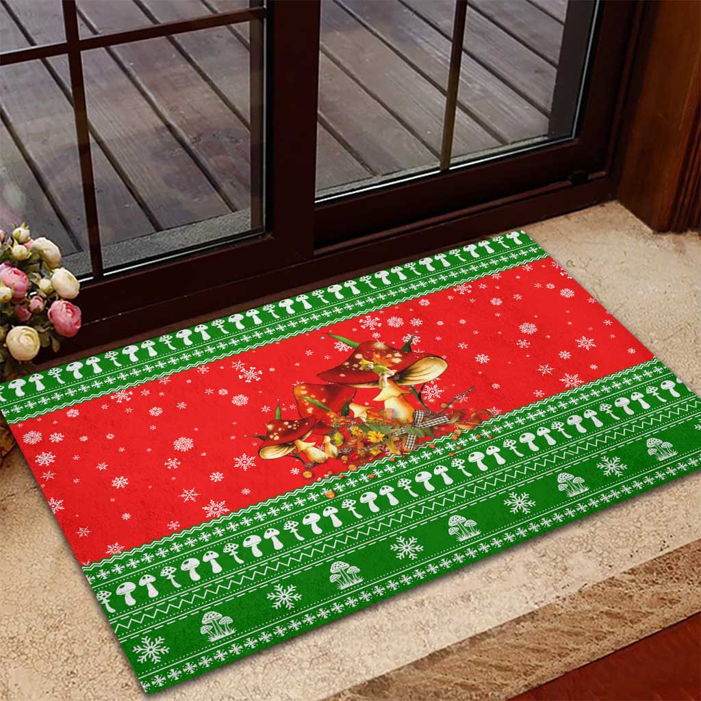 Amazing Mushroom Christmas Yall Christmas Rubber Doormat Xmas Holiday Patterns - Wonder Print Shop