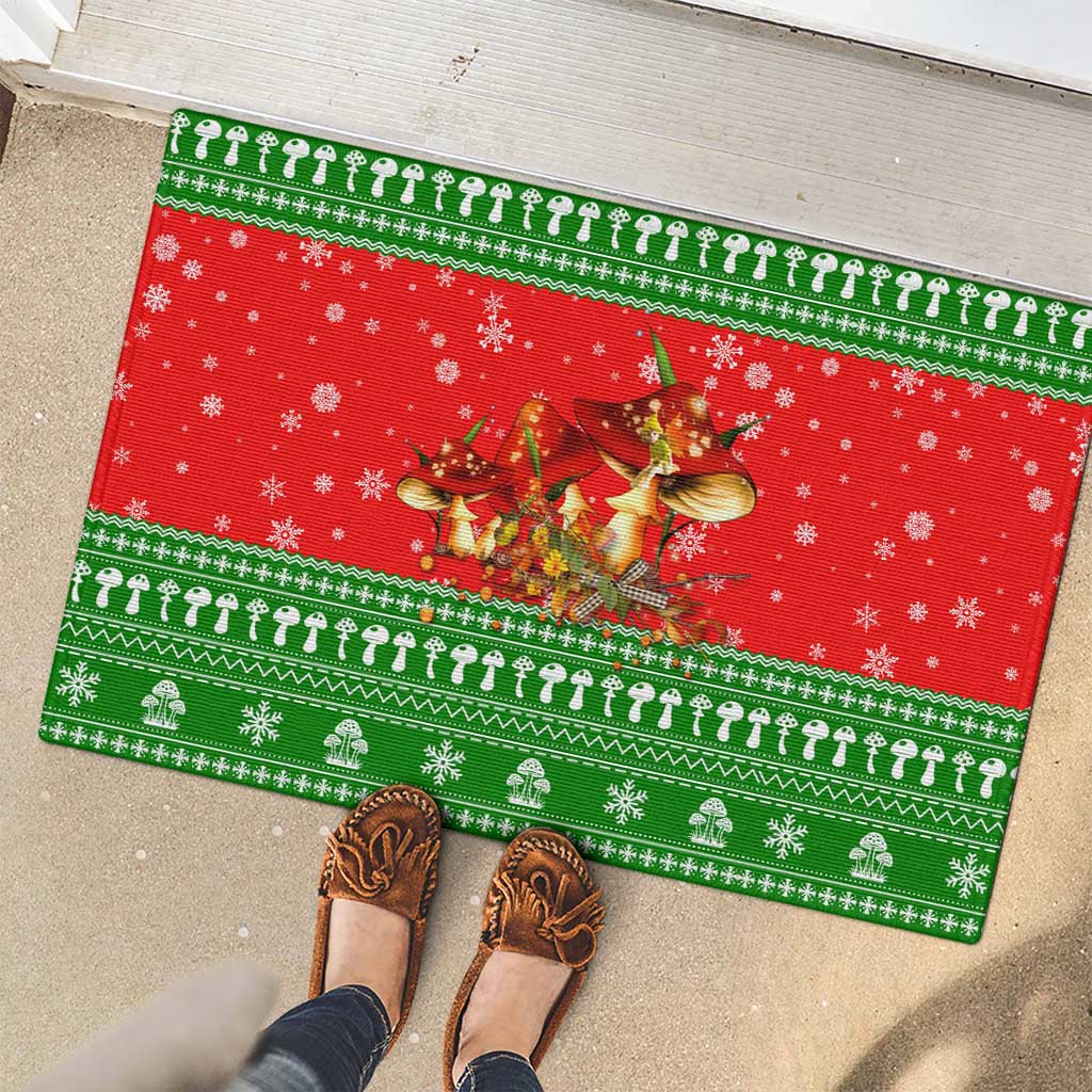 Amazing Mushroom Christmas Yall Christmas Rubber Doormat Xmas Holiday Patterns - Wonder Print Shop