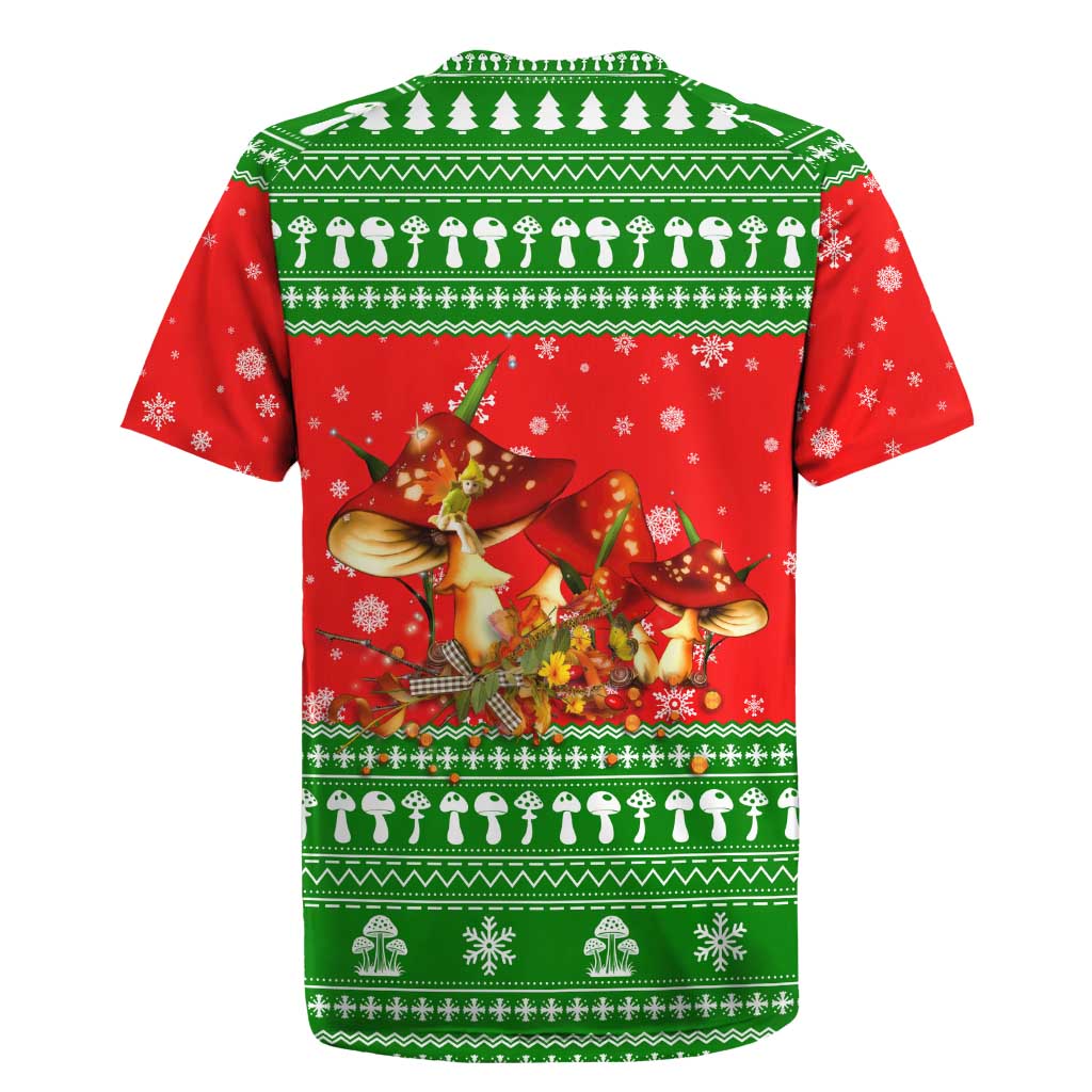 Amazing Mushroom Christmas Yall Christmas Rugby Jersey Xmas Holiday Patterns - Wonder Print Shop