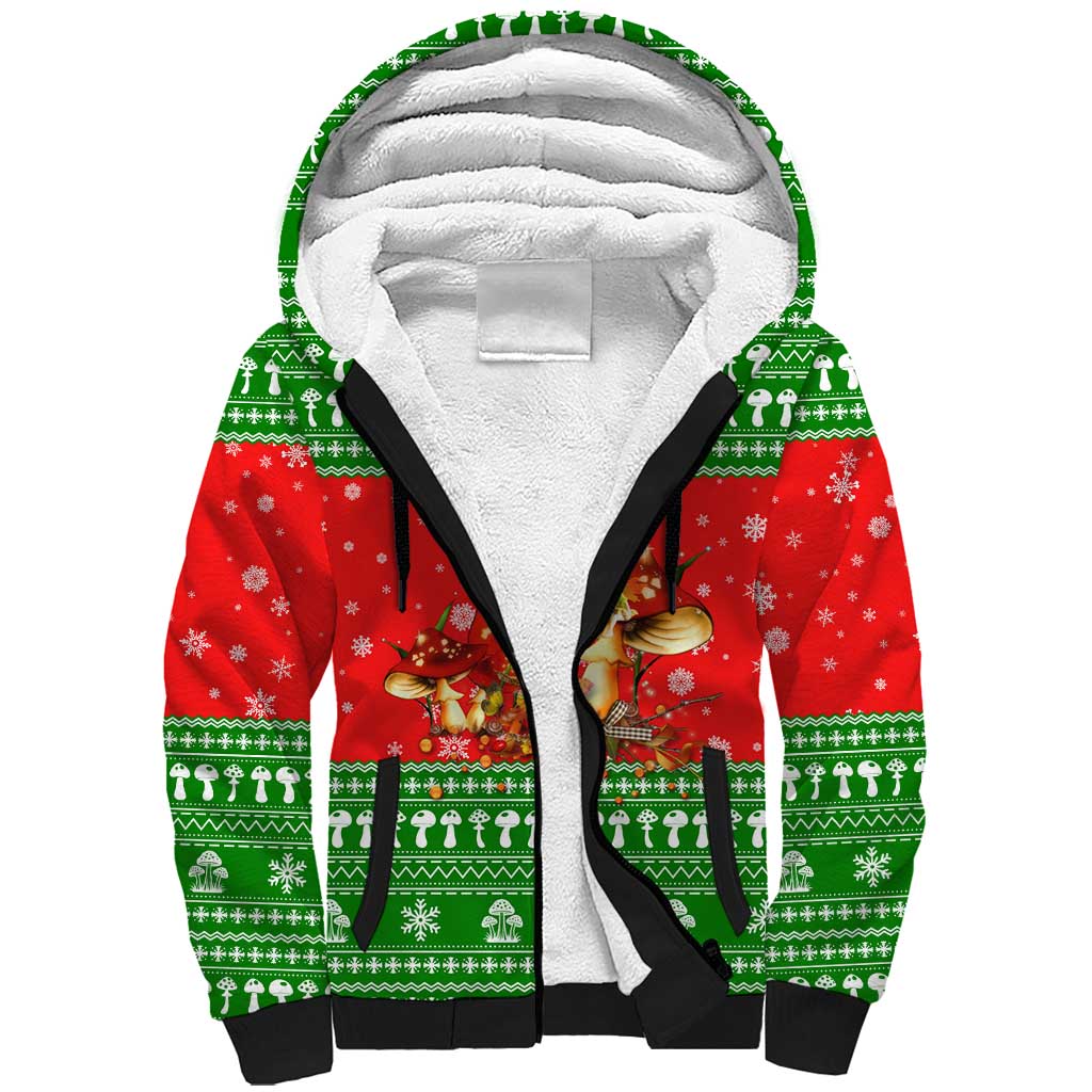 Amazing Mushroom Christmas Yall Christmas Sherpa Hoodie Xmas Holiday Patterns - Wonder Print Shop