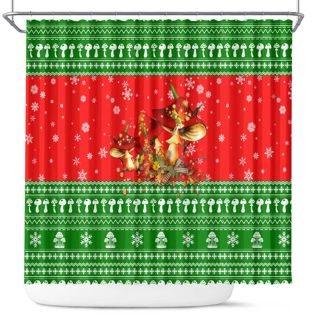Amazing Mushroom Christmas Yall Christmas Shower Curtain Xmas Holiday Patterns - Wonder Print Shop