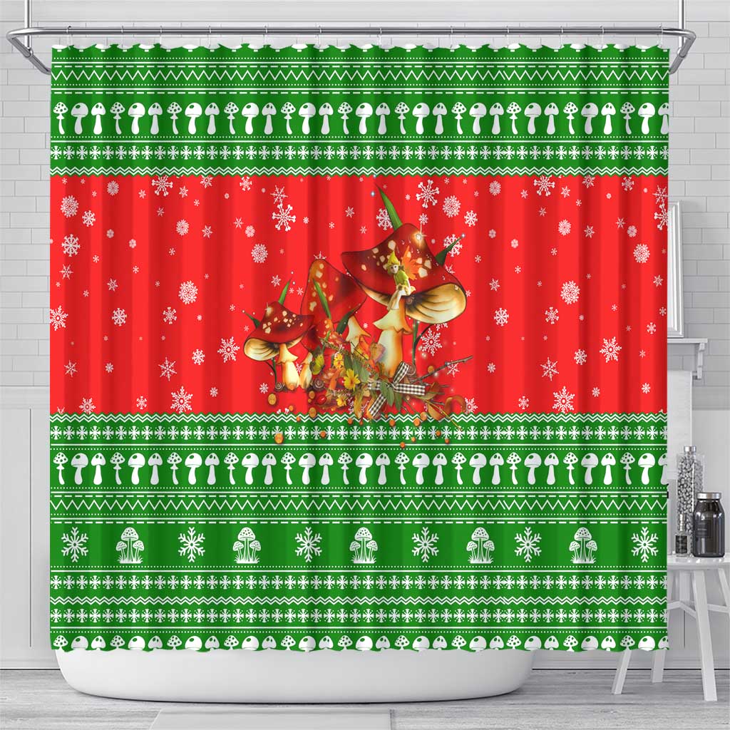 Amazing Mushroom Christmas Yall Christmas Shower Curtain Xmas Holiday Patterns - Wonder Print Shop