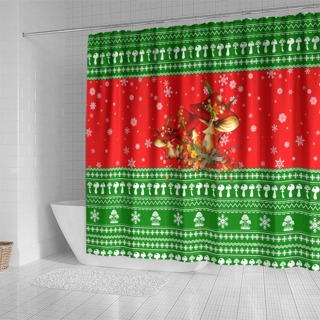 Amazing Mushroom Christmas Yall Christmas Shower Curtain Xmas Holiday Patterns - Wonder Print Shop