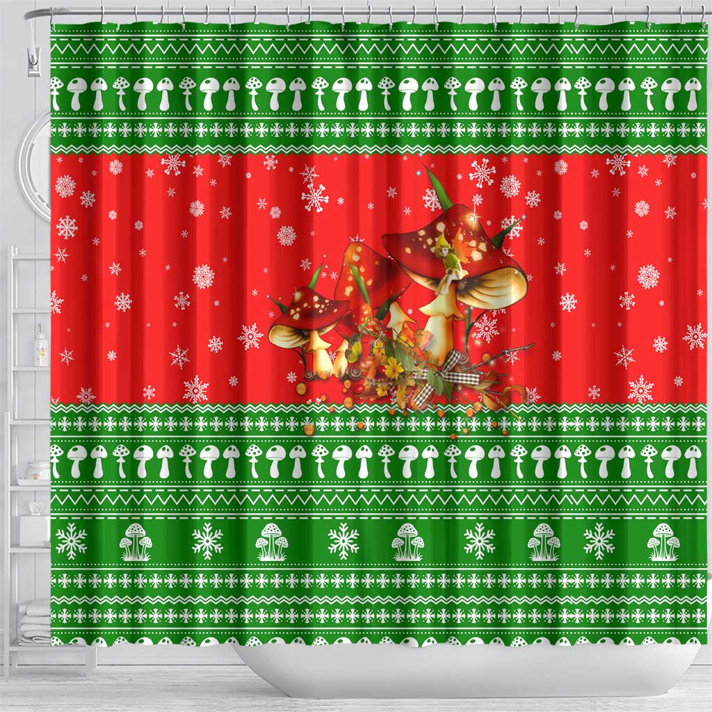 Amazing Mushroom Christmas Yall Christmas Shower Curtain Xmas Holiday Patterns - Wonder Print Shop