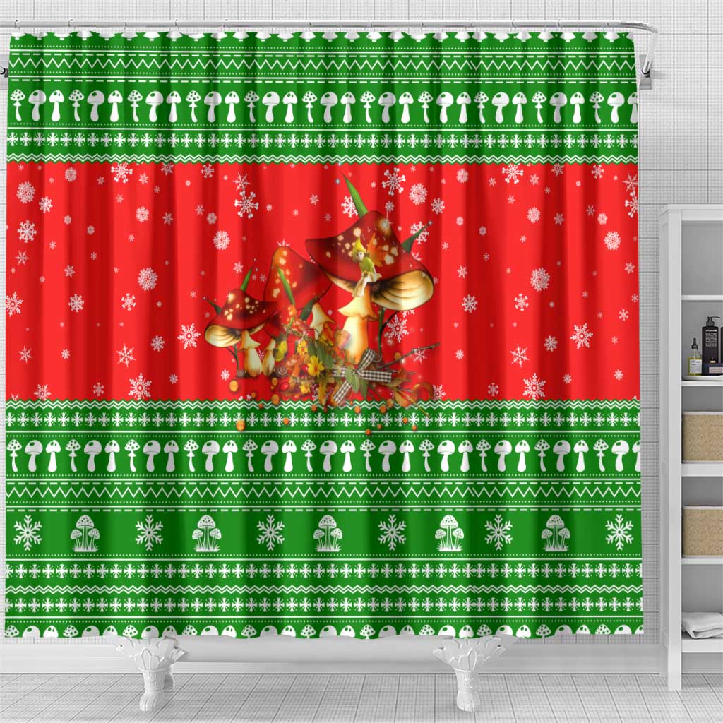 Amazing Mushroom Christmas Yall Christmas Shower Curtain Xmas Holiday Patterns - Wonder Print Shop