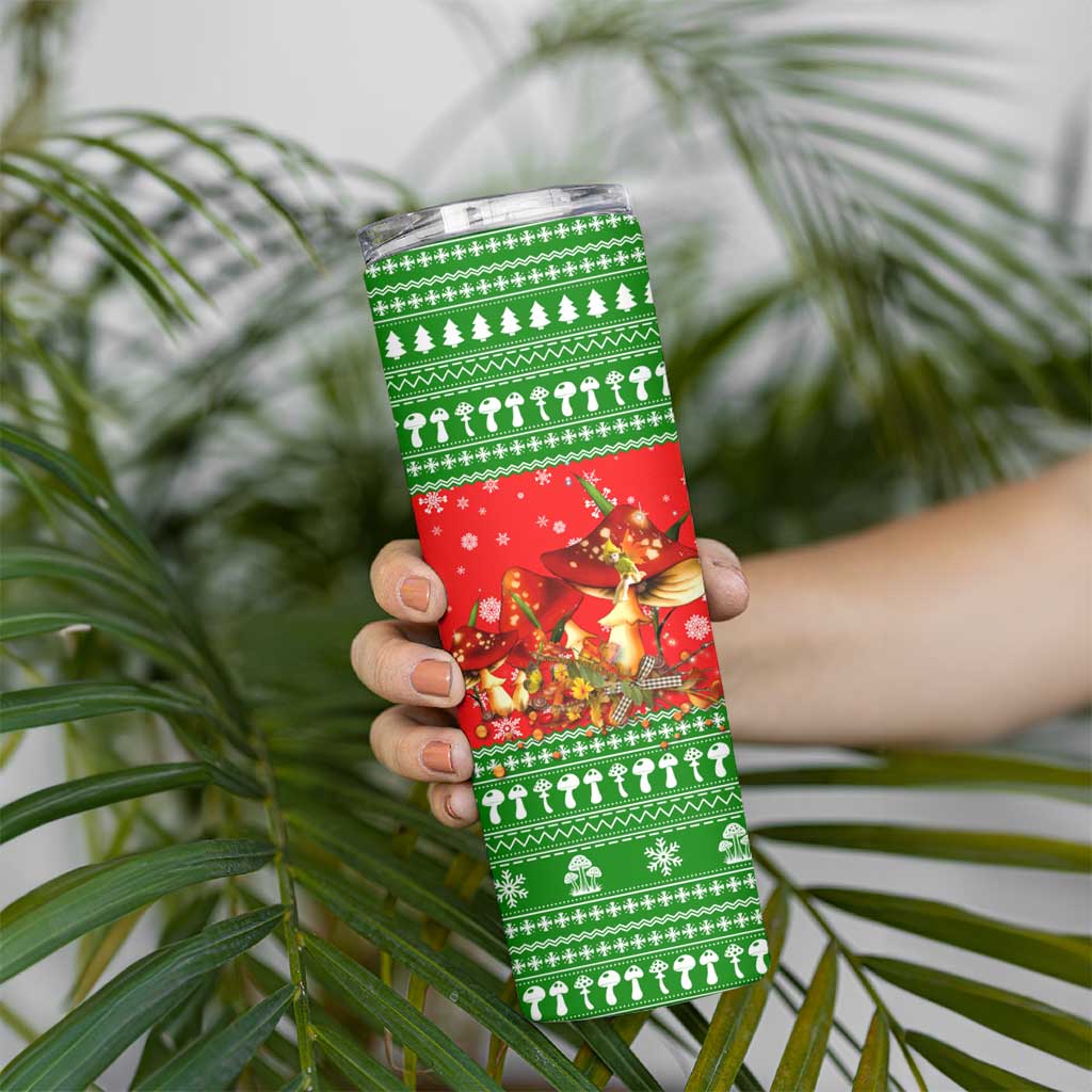Amazing Mushroom Christmas Yall Christmas Skinny Tumbler Xmas Holiday Patterns - Wonder Print Shop
