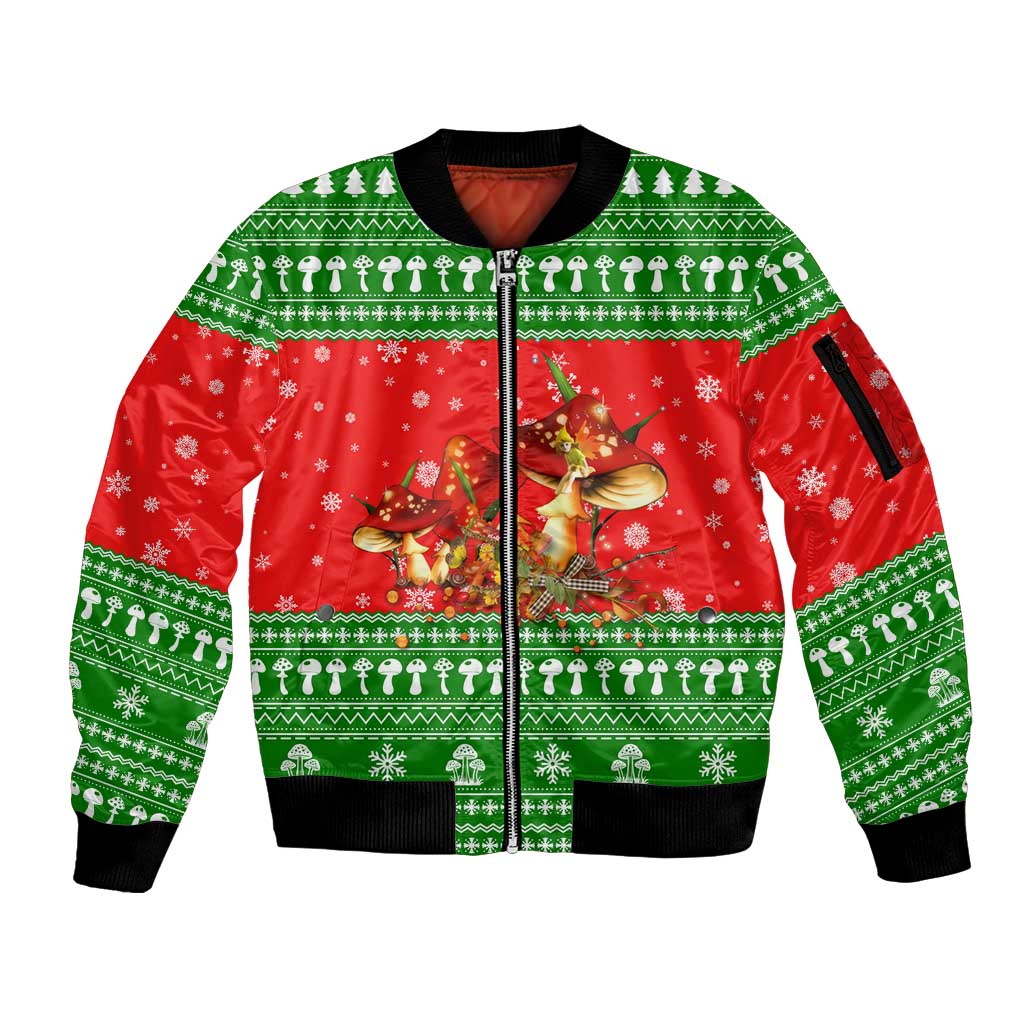 Amazing Mushroom Christmas Yall Christmas Sleeve Zip Bomber Jacket Xmas Holiday Patterns - Wonder Print Shop