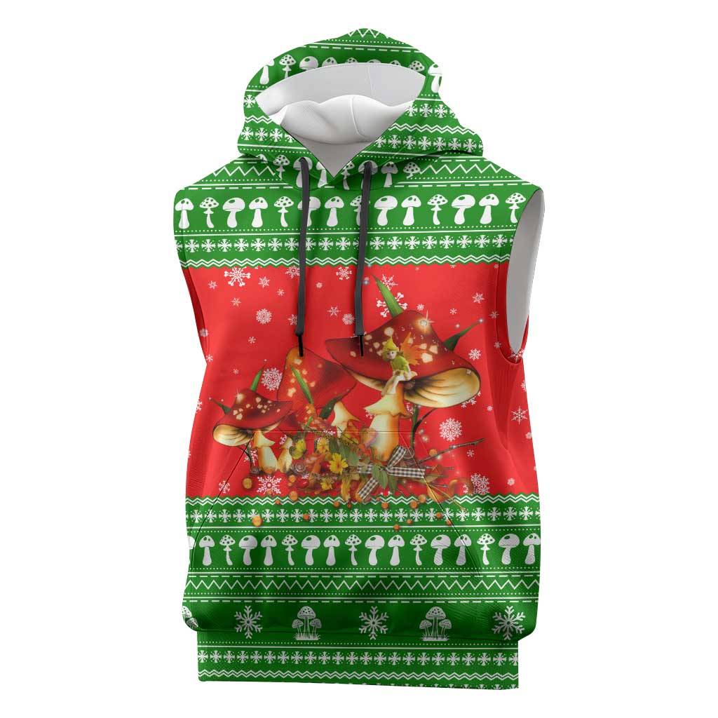 Amazing Mushroom Christmas Yall Christmas Sleeveless Hoodie Xmas Holiday Patterns - Wonder Print Shop