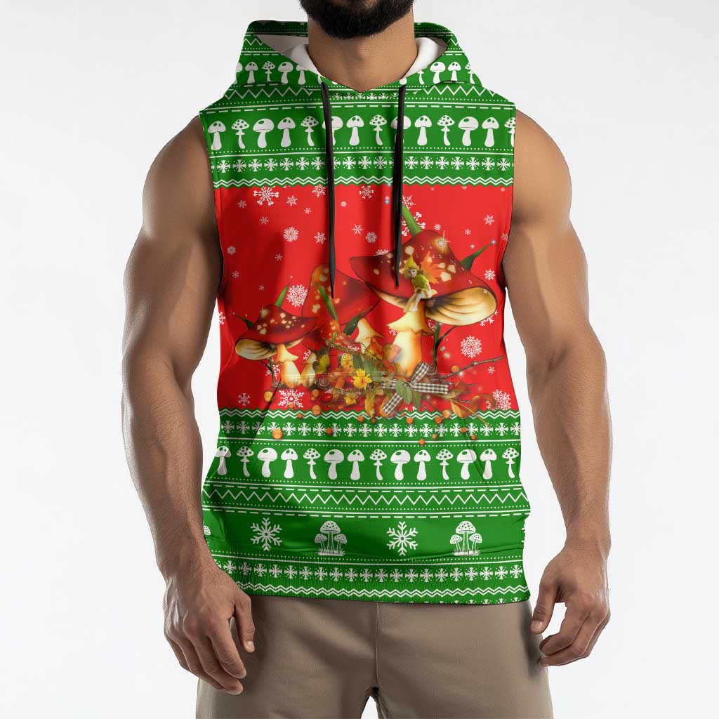 Amazing Mushroom Christmas Yall Christmas Sleeveless Hoodie Xmas Holiday Patterns - Wonder Print Shop