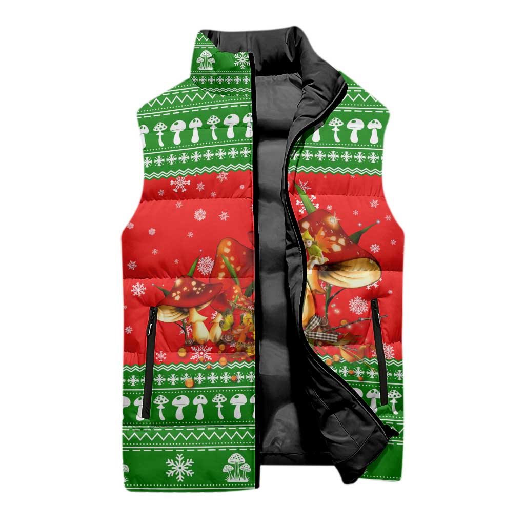 Amazing Mushroom Christmas Yall Christmas Sleeveless Puffer Jacket Xmas Holiday Patterns - Wonder Print Shop