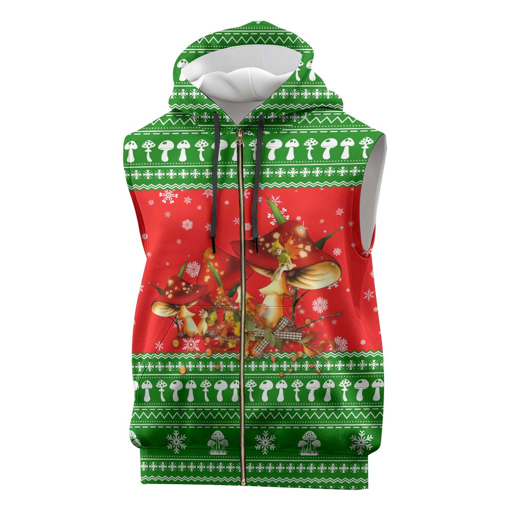 Amazing Mushroom Christmas Yall Christmas Sleeveless Zip Hoodie Xmas Holiday Patterns - Wonder Print Shop