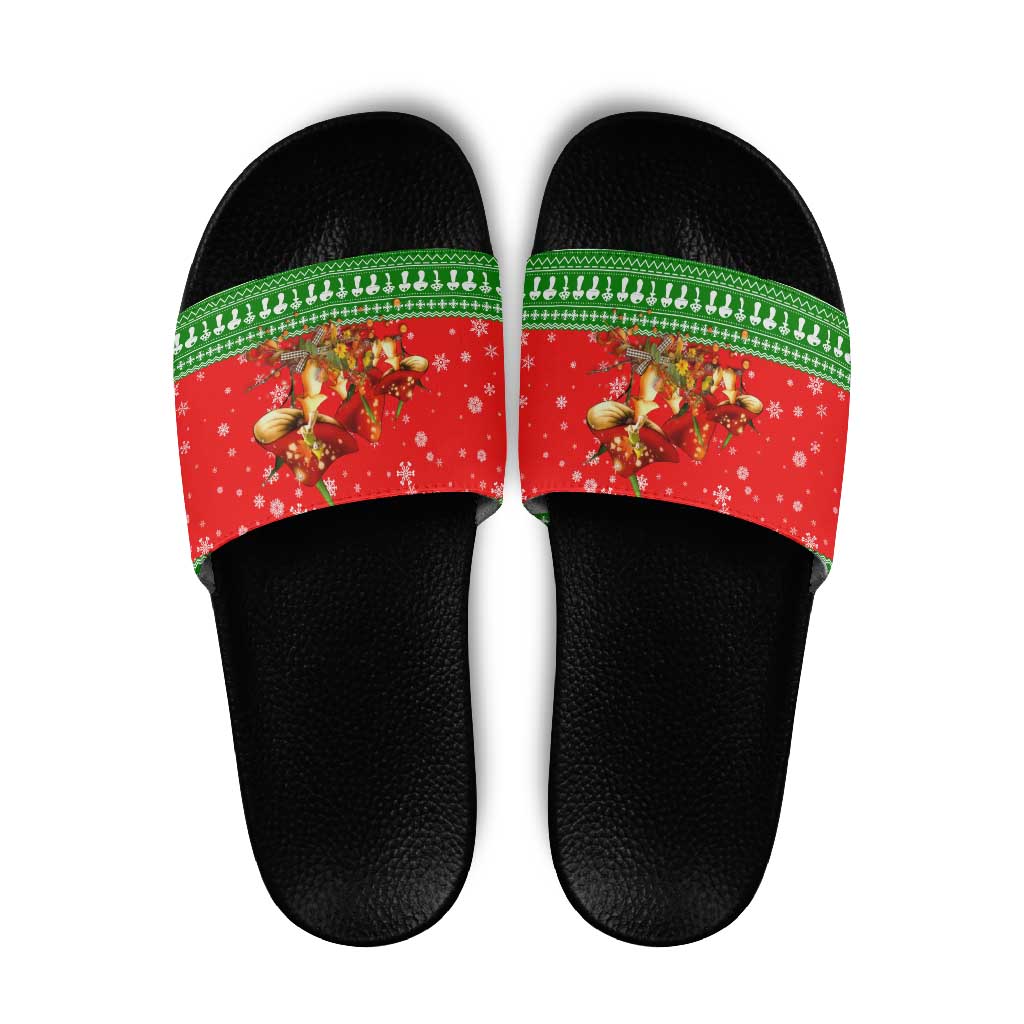 Amazing Mushroom Christmas Yall Christmas Slide Sandals Xmas Holiday Patterns - Wonder Print Shop