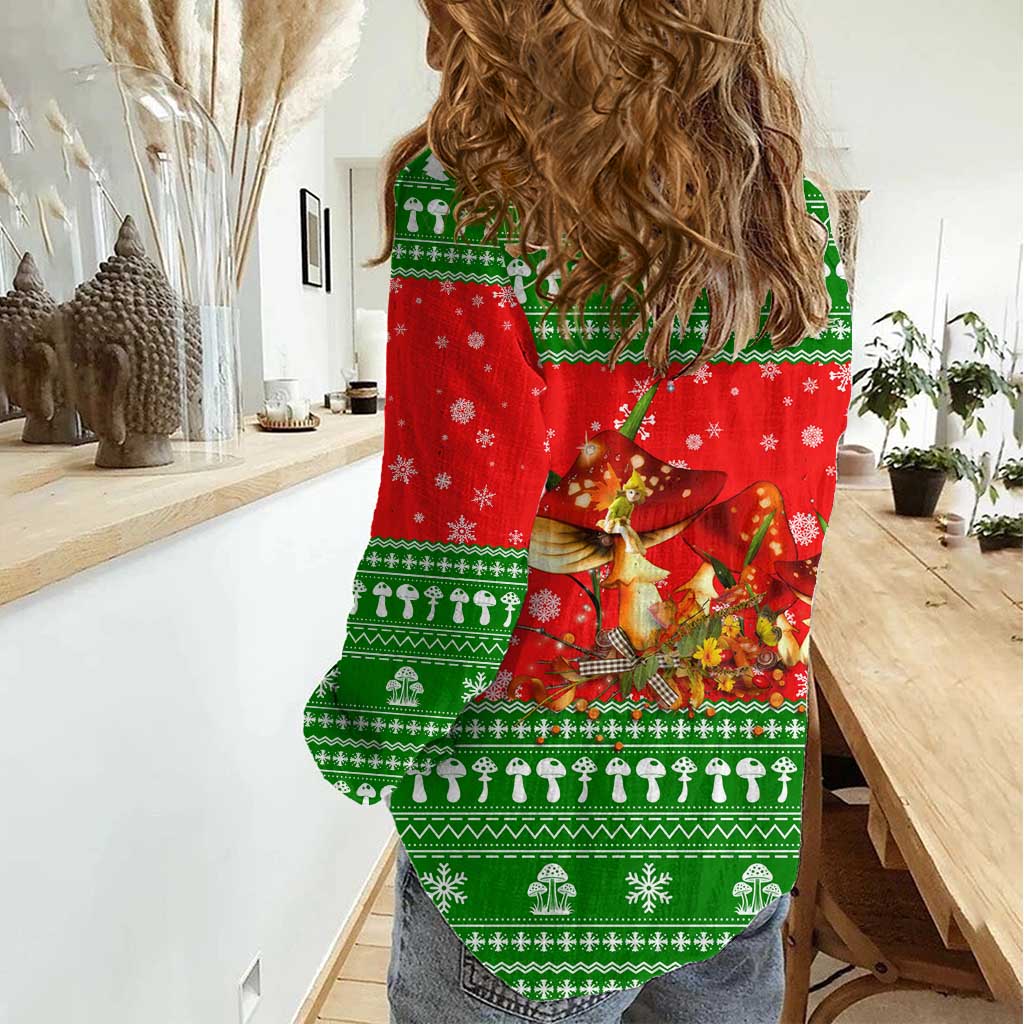 Amazing Mushroom Christmas Yall Christmas Women Casual Shirt Xmas Holiday Patterns - Wonder Print Shop