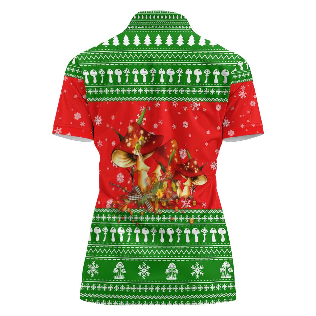 Amazing Mushroom Christmas Yall Christmas Women Polo Shirt Xmas Holiday Patterns - Wonder Print Shop