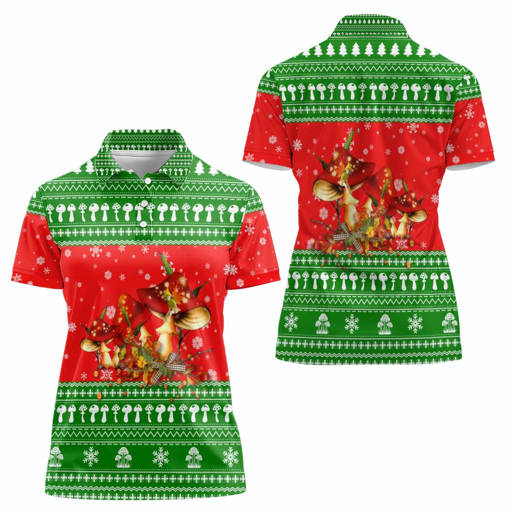 Amazing Mushroom Christmas Yall Christmas Women Polo Shirt Xmas Holiday Patterns - Wonder Print Shop