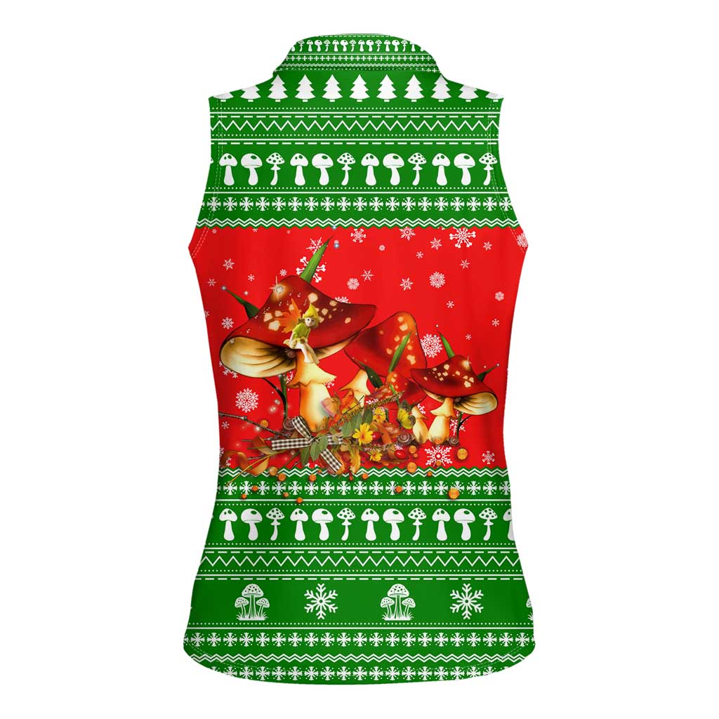 Amazing Mushroom Christmas Yall Christmas Women Sleeveless Polo Shirt Xmas Holiday Patterns - Wonder Print Shop