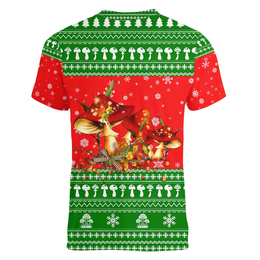 Amazing Mushroom Christmas Yall Christmas Women V-Neck T-Shirt Xmas Holiday Patterns - Wonder Print Shop