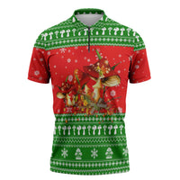Amazing Mushroom Christmas Yall Christmas Zipper Polo Shirt Xmas Holiday Patterns - Wonder Print Shop