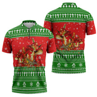 Amazing Mushroom Christmas Yall Christmas Zipper Polo Shirt Xmas Holiday Patterns - Wonder Print Shop