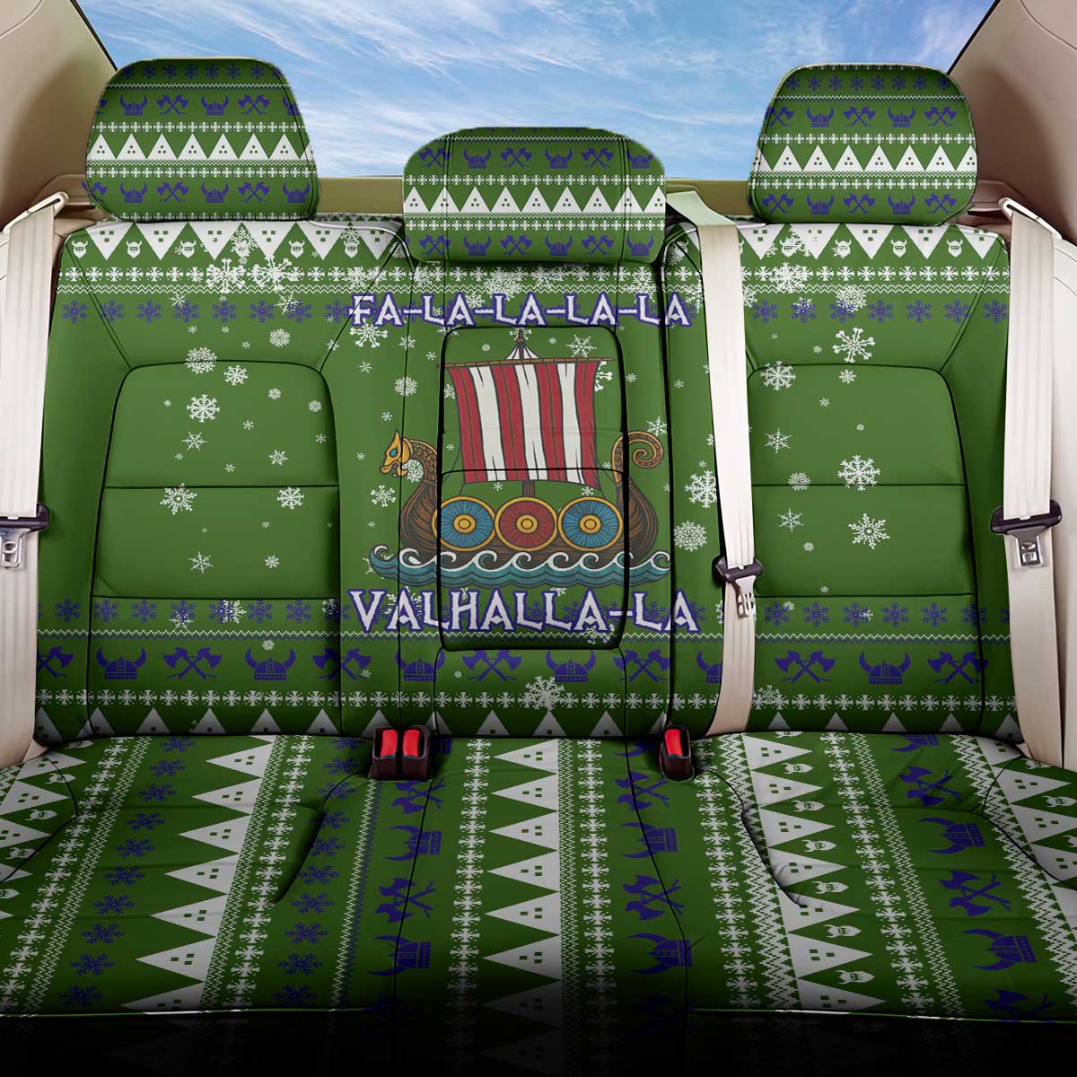 Amazing Viking Christmas Back Car Seat Cover Xmas Holiday Patterns - Wonder Print Shop