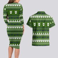 Amazing Viking Christmas Couples Matching Long Sleeve Bodycon Dress and Hawaiian Shirt Xmas Holiday Patterns - Wonder Print Shop