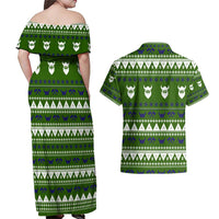 Amazing Viking Christmas Couples Matching Off Shoulder Maxi Dress and Hawaiian Shirt Xmas Holiday Patterns - Wonder Print Shop