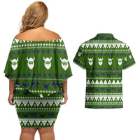 Amazing Viking Christmas Couples Matching Off Shoulder Short Dress and Hawaiian Shirt Xmas Holiday Patterns - Wonder Print Shop